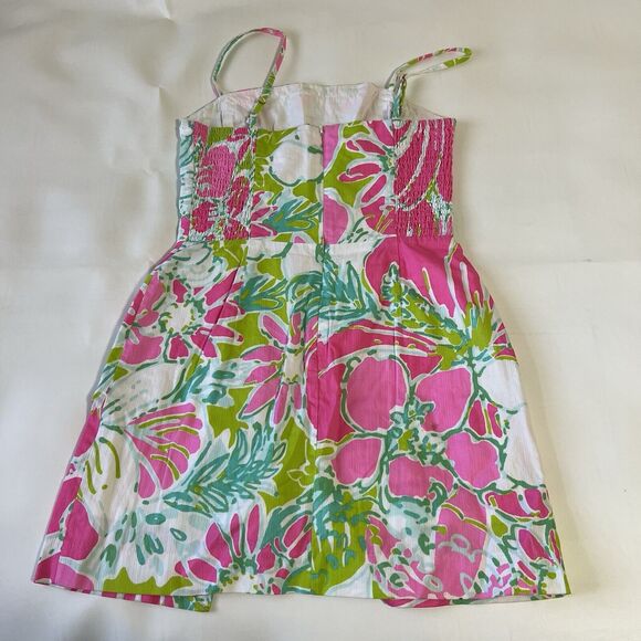 LILLY PULITZER Jesse Skort Romper Flamingo Pink Spaghetti Tropical Strap Size 0 - Picture 9 of 12